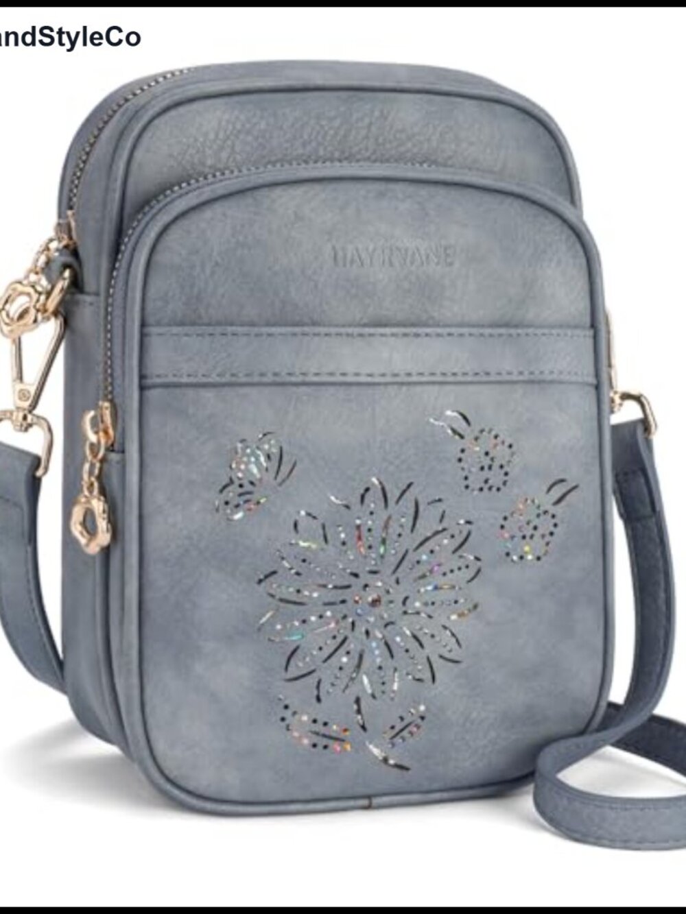RFID Crossbody Bag with Card Slots Faux Leather Triple Compartments